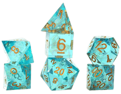 Sirius Dice - 7pc Sharp Edged - Aqua Fairy
